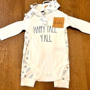NWT Rae Dunn Happy Fall Ya’ll 0-3 or 3-6M, 3pc outfit